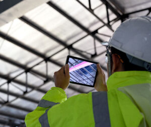 A worker taking a picture